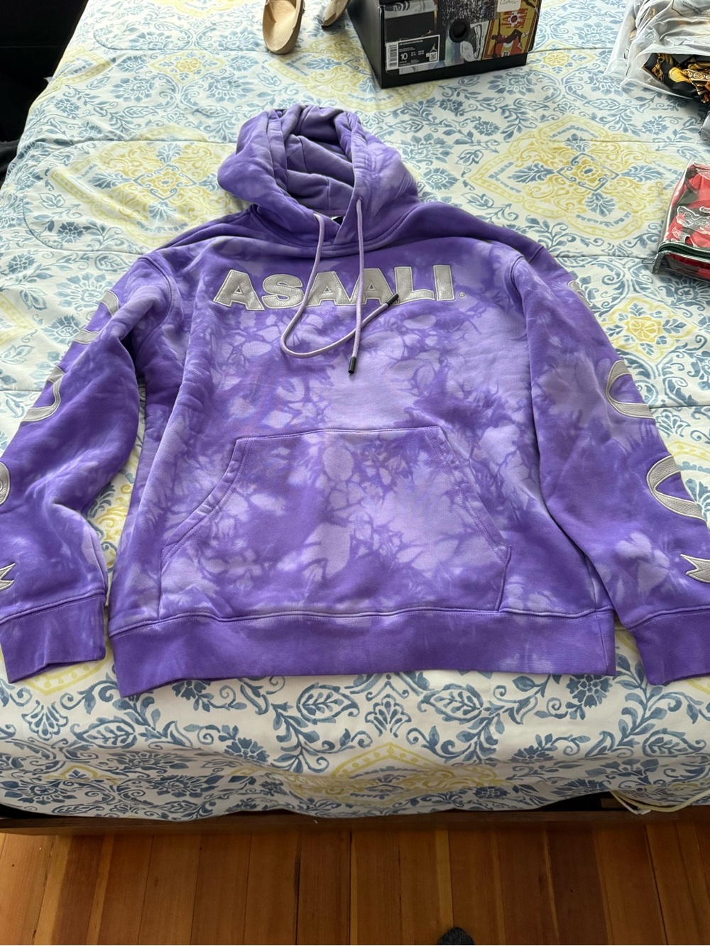 Asaali Purple Tie-Dye Mens Fleece Hoodie size XS